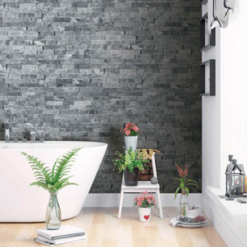 Panel ścienny Marmur Stackstone Cloudy Black 10x36x0,8-1,3 cm